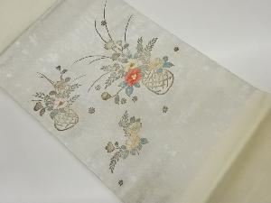 金彩螺鈿花籠模様刺繍名古屋帯